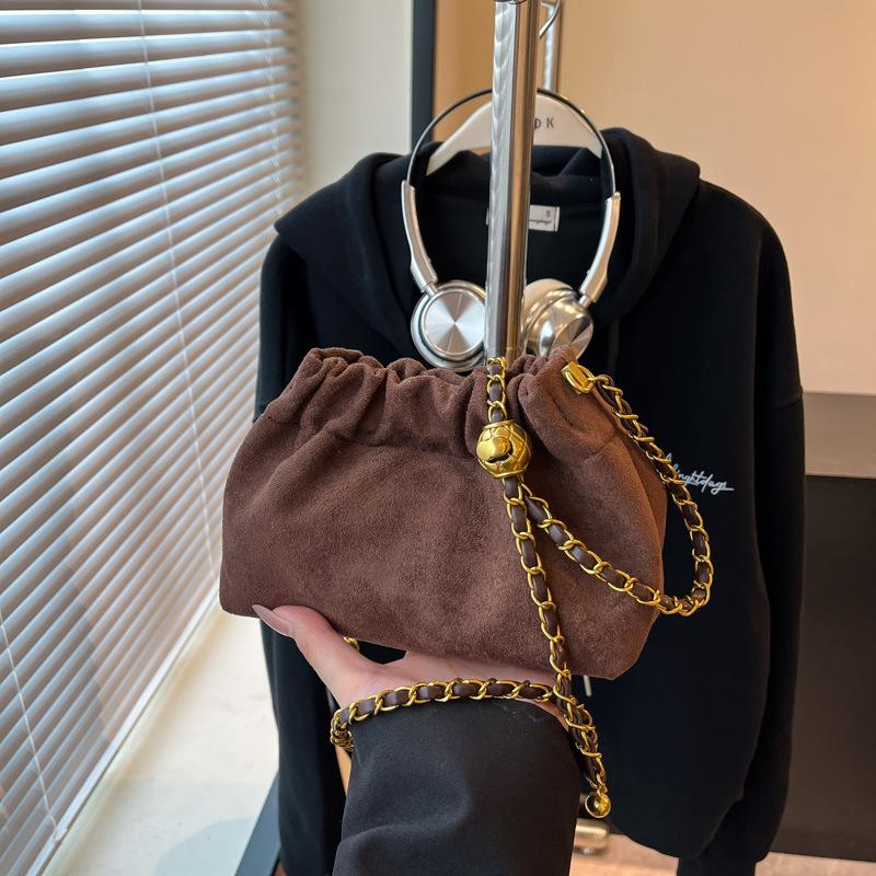 

Сумка с леопардовым принтом женская 2025 новая трендовая нишевая супер огненная сумка-мессенджер из замши с цепочкой через плечо сумка-ведро темно-коричневого