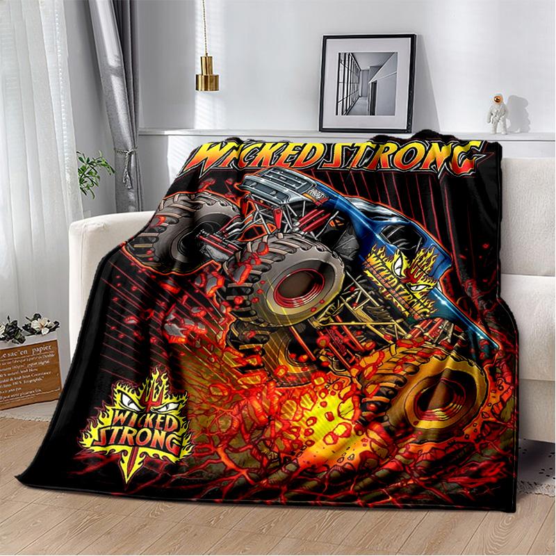 M-Monster Jam Grave Digger Truck Sofa Blanket Lightweight Warm Insulation Blanket Bed Office Car Knee padsThrow Blanket