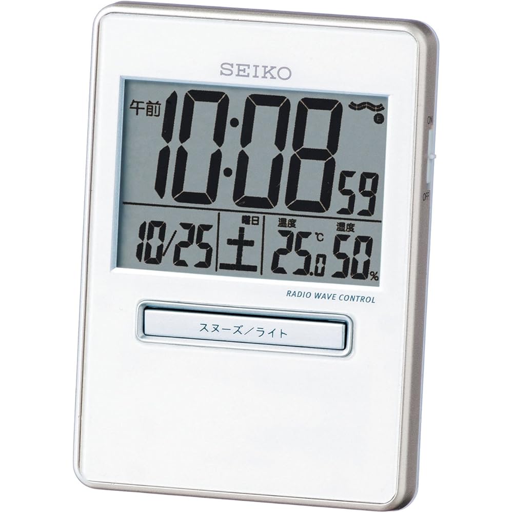 Seiko Clock Alarm Clock Traveler Radio-Controlled Digital Calendar Temperature and Humidity Displ...