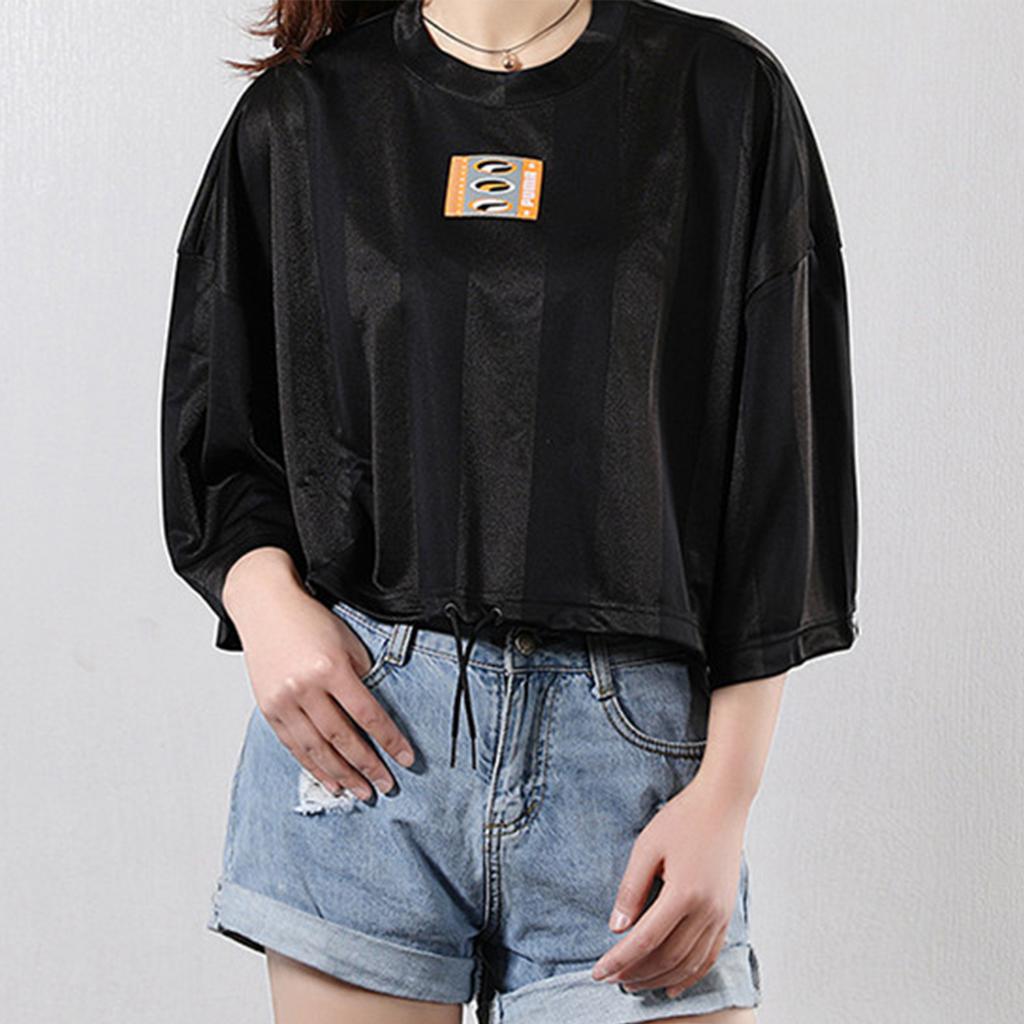Puma Casual Sporty High Waist Loose Half Sleeve T-Shirt Women Tops Black 579523-01