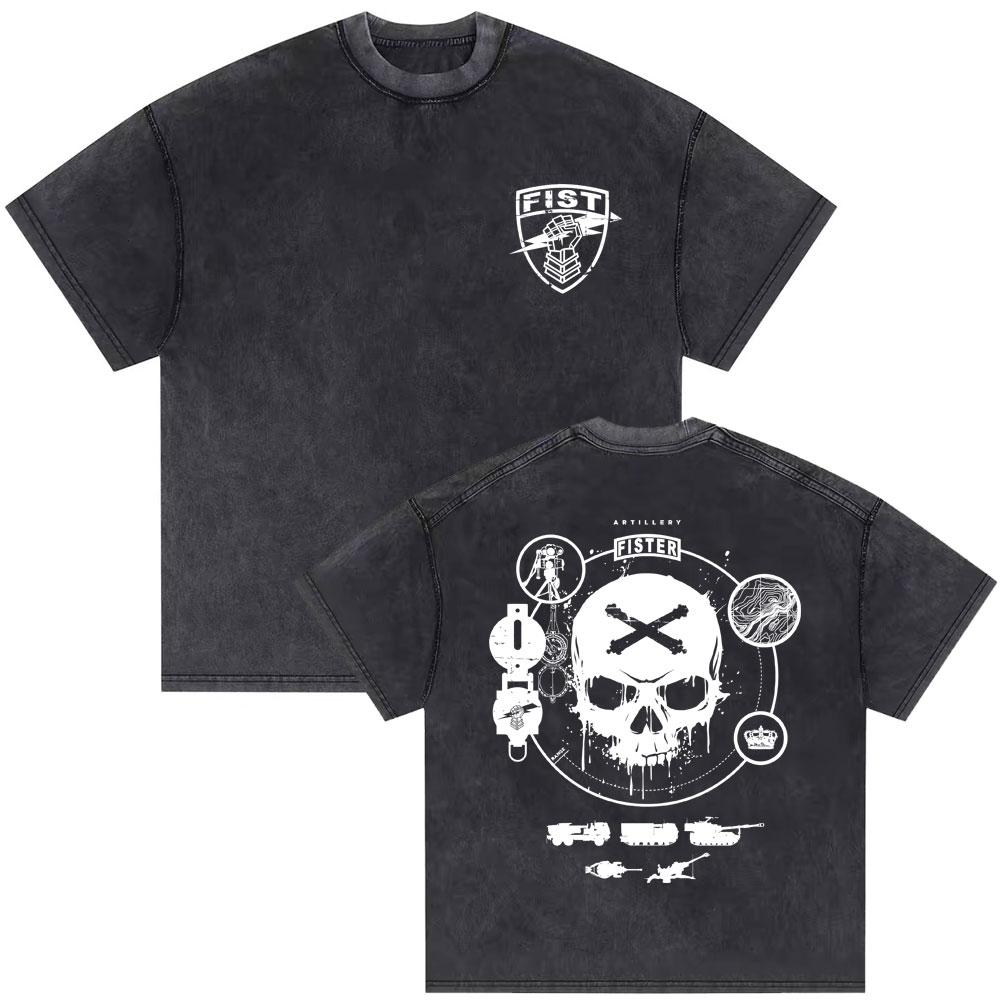 Washed Vintage Forward Observations Group Tshirt Skeleton Graphic Tees Mens Cotton Oversized Tshirt Male Gothic Punk T Shirts