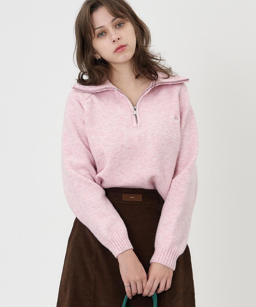 THE-ABON Soft Half Zip Knit Grey