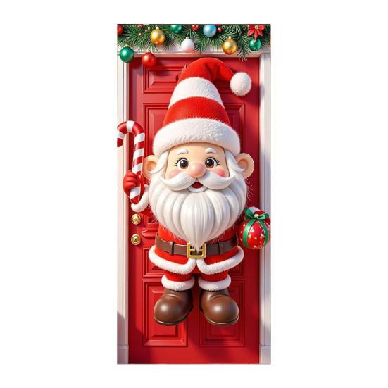 

Yousheng Рождественский чехол на дверь Забавный Санта-Клаус/Гном/Снеговик/Венок Подвесной фон Баннер на дверь 70 x 35 Зимняя вывеска для крыльца для украшения дома, двора, стены 90x180cm F