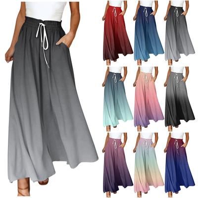 Damesbroek Boho Print Elastische Hoge Taille Broek Casual Wijde Pijp Lange Broek Broek Met Zak