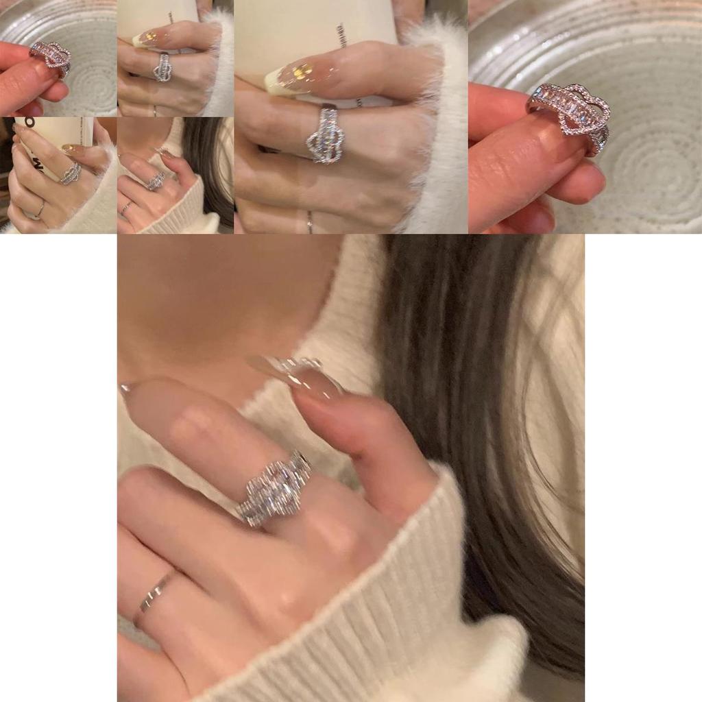 Elegant Adjustable Heart Shaped Zirconia Ring For Women Fashionable Fine Jewelry