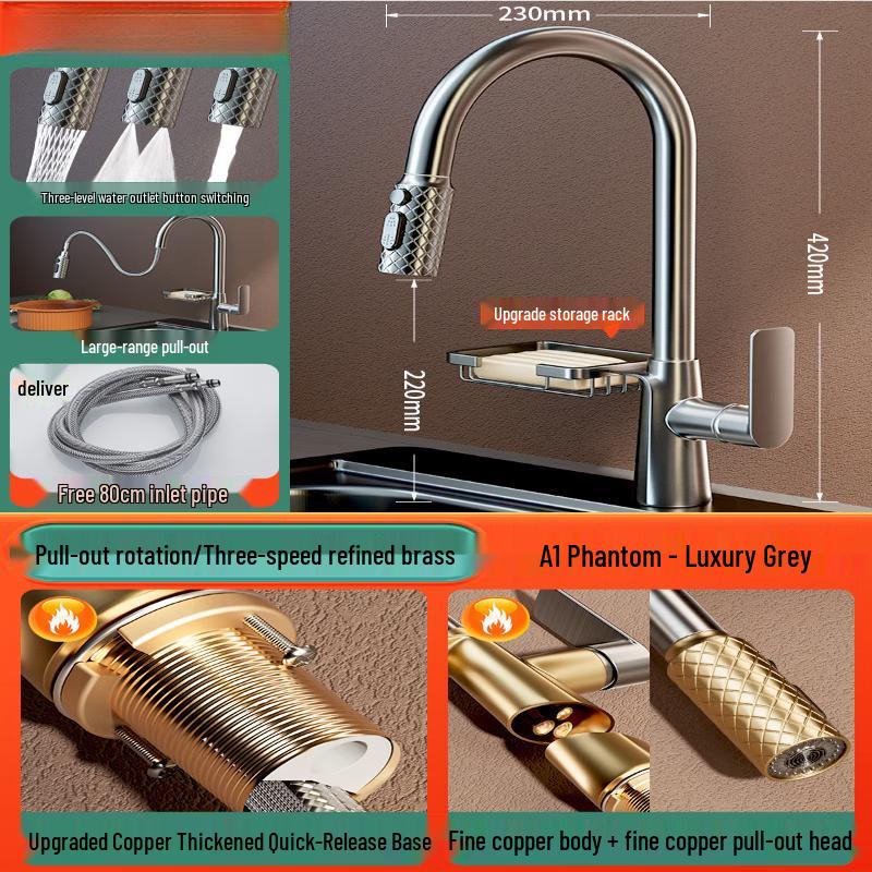 Copper Kitchen Pull-out Faucet