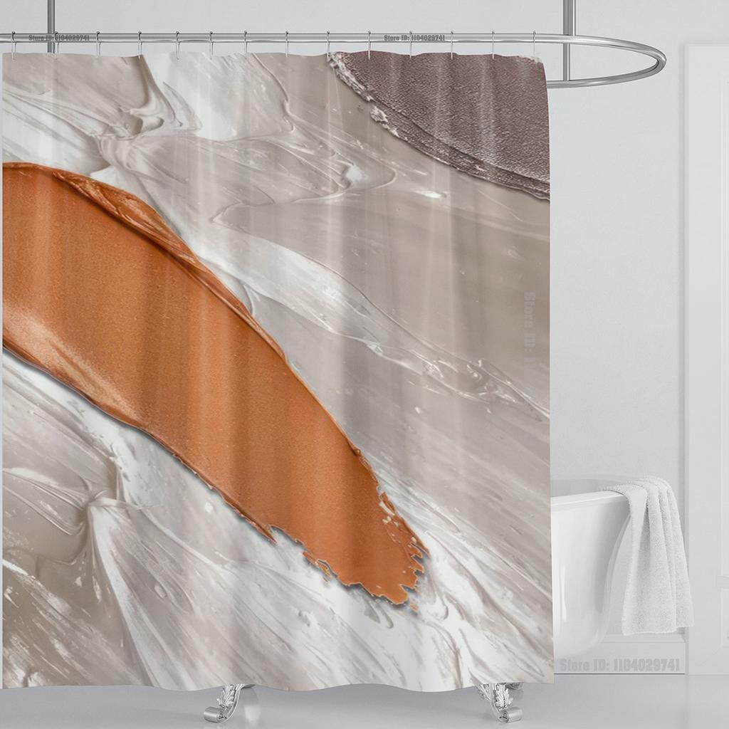 3D-Druck abstrakter Linienkunst-Stil Aquarell Duschvorhang-Set wasserdicht Polyester Badezimmervorhang Heimdekoration mit Haken