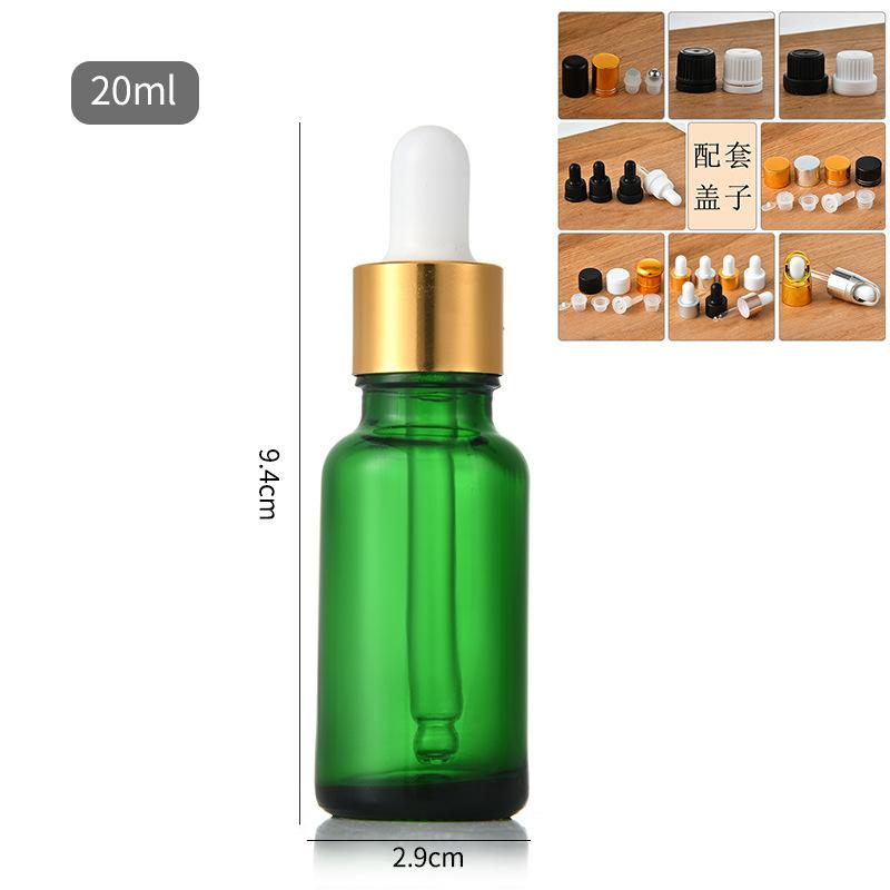 5-100ml Green Glass Essential Oil Bottle, Light-Resistant Refillable Dropper, Empty Serum Blending Container