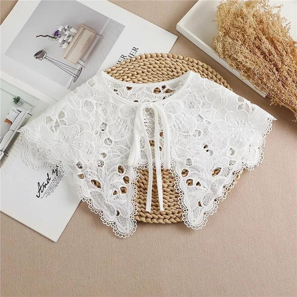 Summer Bow Tie Shawl White Fake Collars for Women Removable Dress Detachable Collar Wrap Shawl  False Collar Decor