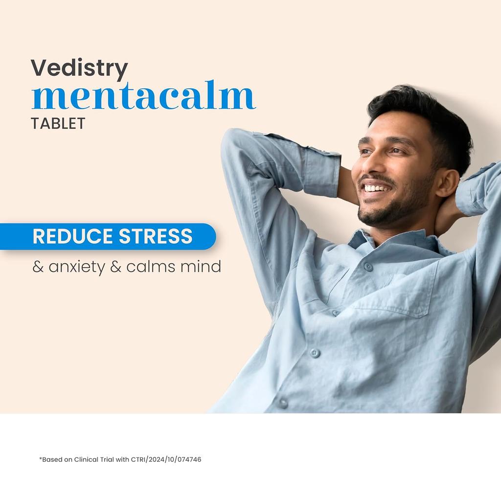 Vedistry Mentacalm Ayurvedic Herbal Tablets 90 Tablets Pack of 1 for Mind Relaxation & Focus