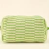 Large Capacity Striped Plaid Makeup Bag, Durable Polyester with Lace Trim, Toiletry Cosmetic Organizer for Brushes