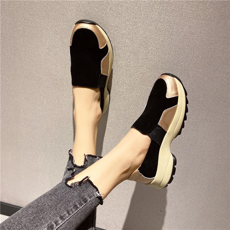 Damen Plateau-Loafer, lässig, elegant, schwarz, zum Reinschlüpfen, dicke Sohle, Shake-Schuh, Übergröße, Sneakers, Sportschuhe