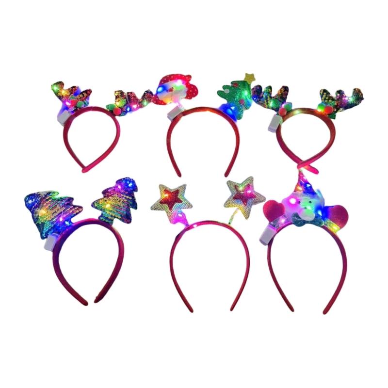 

6 Pc Festival Glowing Hair Bands With Build In LED Lights For Christmas Parties Family Gatherings And Event 1