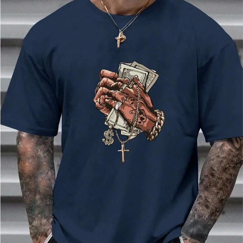 New Summer Men's Fashion T-shirt Rich People Printed Men's T-shirt Top