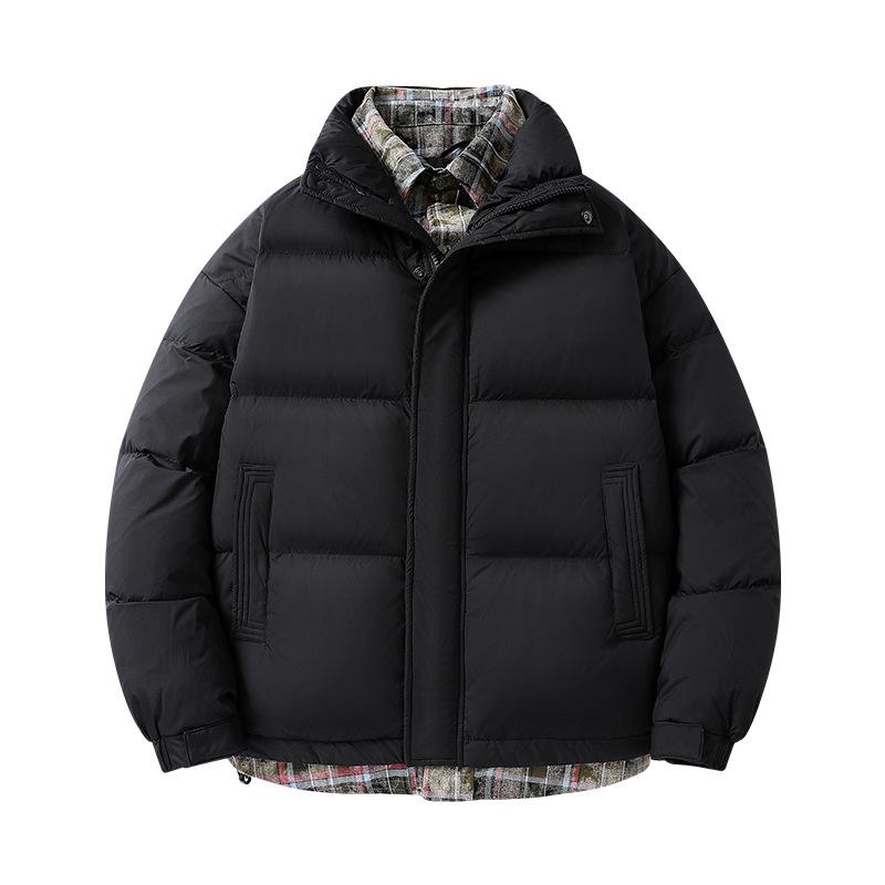 New Winter Men's Down Jacket, Warm White Duck Down, Loose and Versatile, Stand-up Collar, Thickened, Trendy Casual Bread Clothes