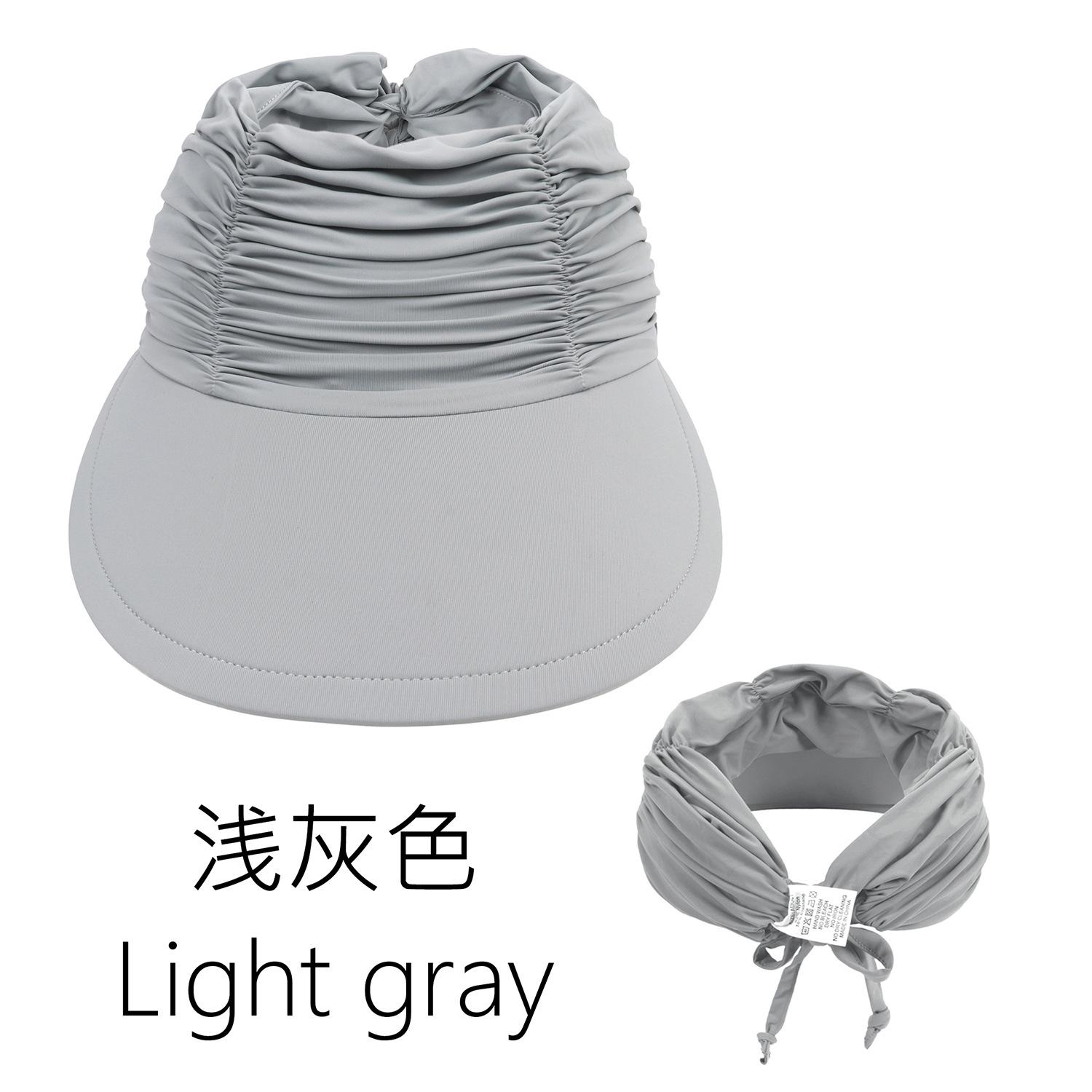 

Children S Sports Empty Top Hat Outdoor Ponytail Beach Visor Big Brim Girls Quick-Drying Hat 3-12 Years Old M（48cm) світло-сірого кольору