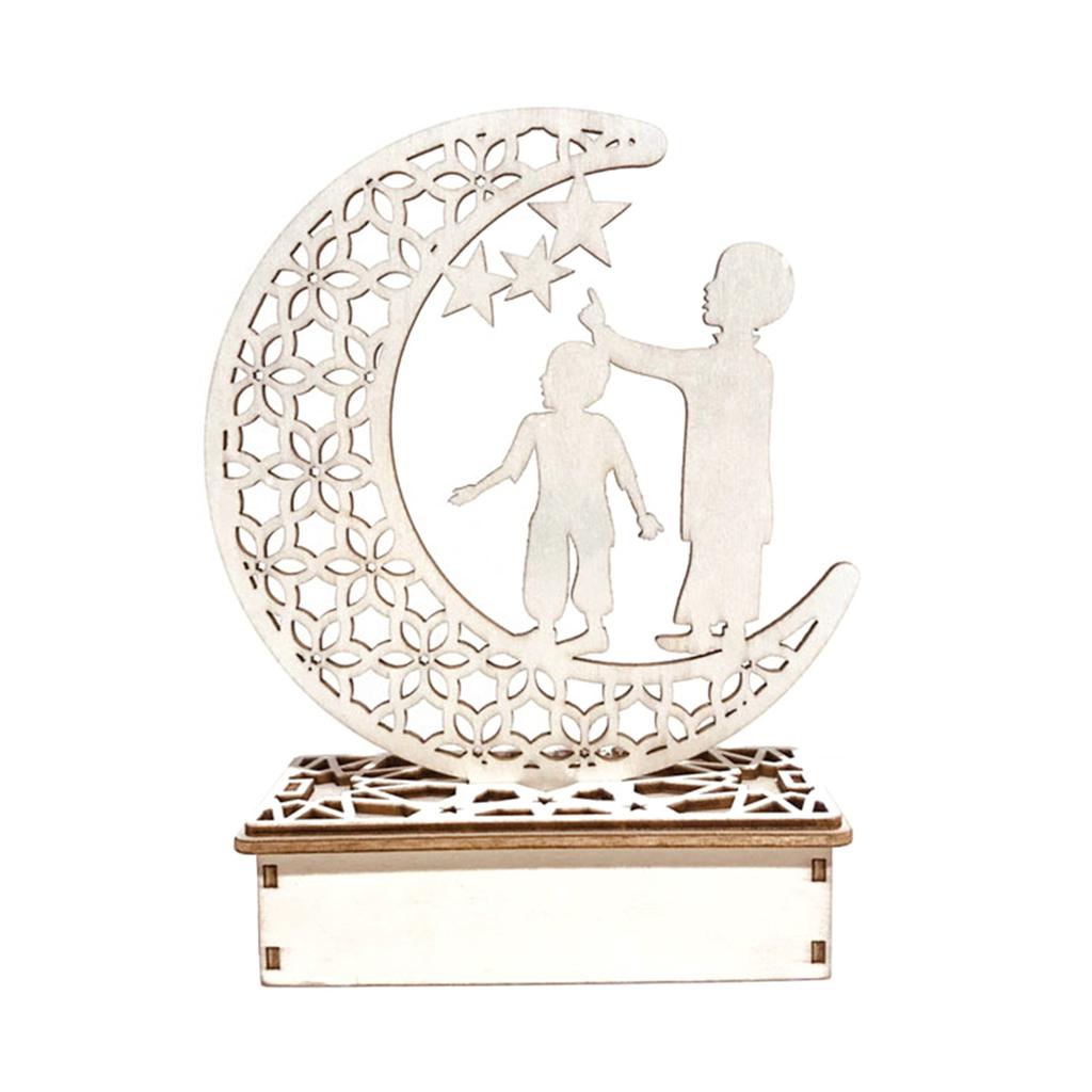 Pendentif en Bois EID Moubarak avec Bougies LED Lumière Décorations de Ramadan pour la Maison Décoration d'Eïd de Fête Musulmane Islamique Kareem Ramadan