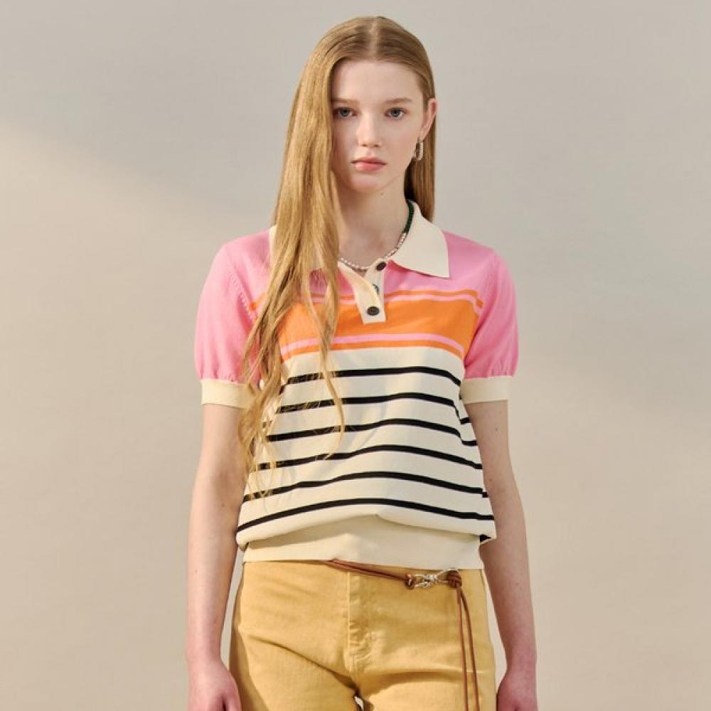 

Maxza Color Block Stripe Short Sleeve Knit Zf06qk001na navy/FREE