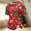 Men's Quick-Dry Neck Short Sleeve T-Shirt with Christmas Print
