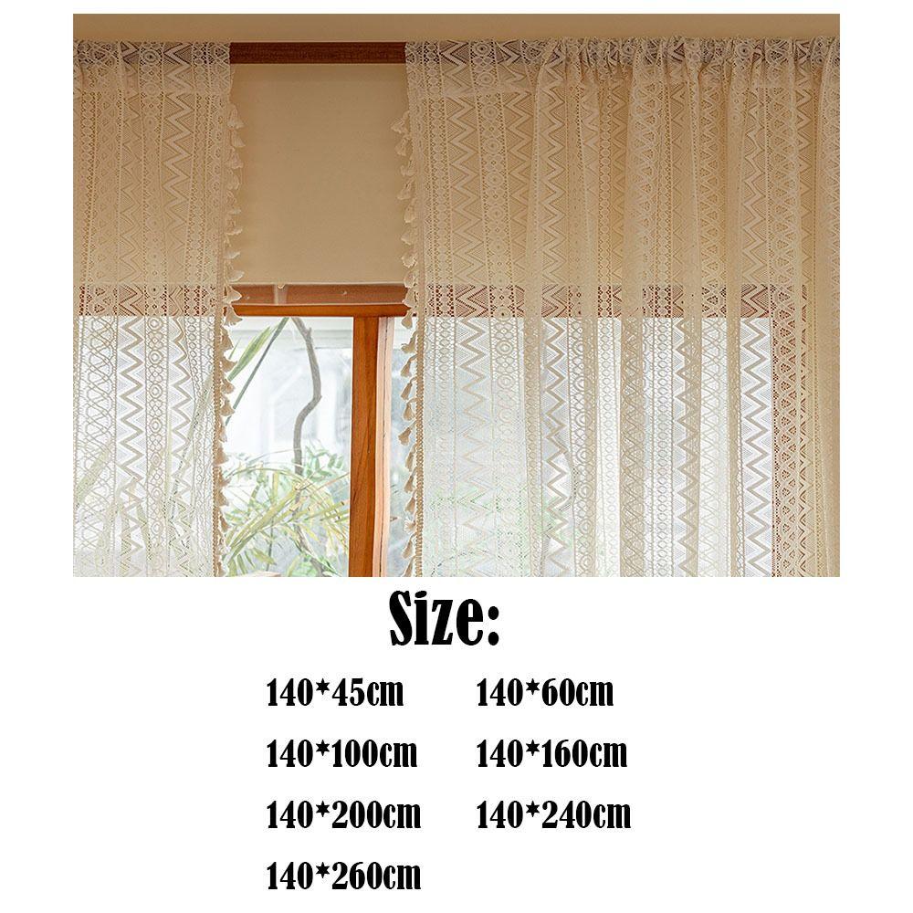 140m Lace Window Screening Hollow Lace Tassels Curtain Voile Tulle Curtains  Home Decor