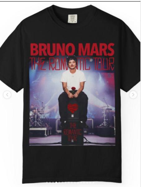 Bruno Mars RoUnisextic Tour Edition Rose Print Tshirt for Unisex and Women Singer Album Shortsleeved Casual Shirt Gift