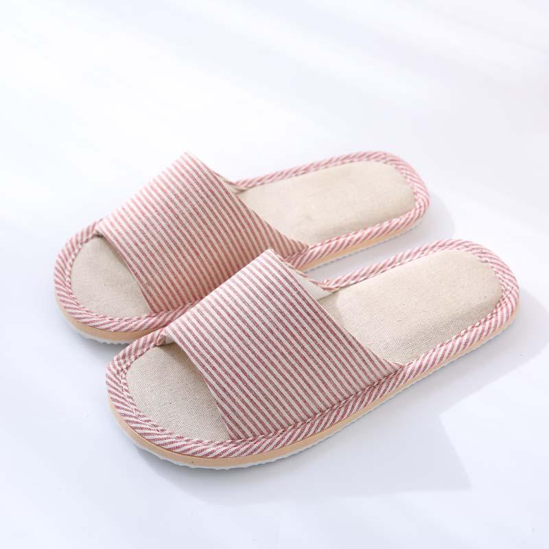 Japanese Style Women's Cotton Linen Slippers - Non-slip, Soft Sole for Indoor Use - Ideal for Summer, Spring, and Autumn.