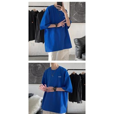 Fashion Loose Men's Clothing Korean Young Style Casual Handsome Solid Color Short Sleeve Round Neck Summer Thin T-Shirts