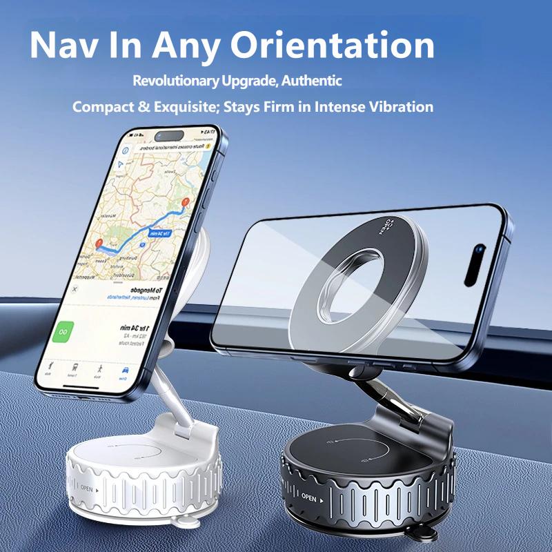 for MagSafe Magnetic Vacuum Car Phone Holder 360° Foldable Dashboard Mount Universal Stand for iPhone Android Navigation