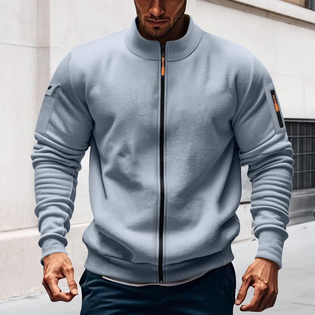 Mens Full Zip Sweatshirts And Tall Casual Stand Collar  Workout Jackets Outdoor Lightweight Athletic Coat