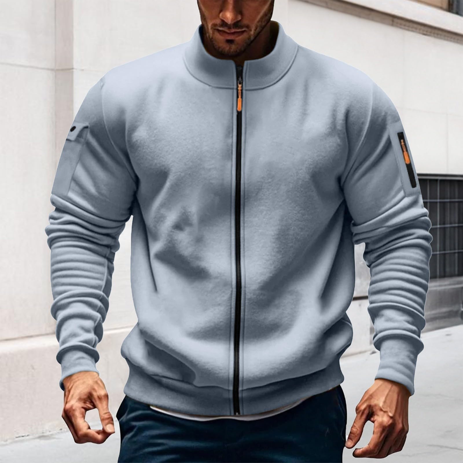 

Мужские толстовки на молнии и высокие повседневные куртки для тренировок со стойкой воротником, легкое спортивное пальто для улицы L