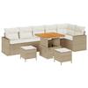 Ensemble de canapés de jardin 9 pièces avec coussins Beige Poly Rotin Acacia, Ensemble de salle à manger jardin 3 pièces 3361631