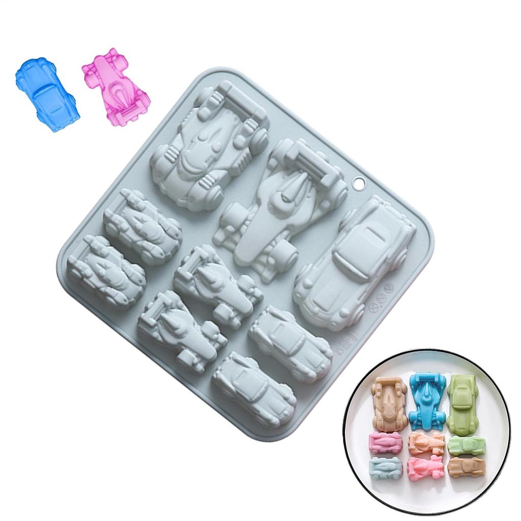 Silicone Car Mold Easy Release 9-cavity Non-stick Miniature Car Silicone Mold for Plaster Clay Epoxy Resin Soap Candle Chocolate