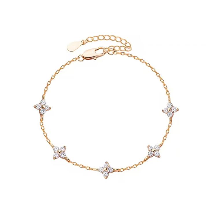 Four-leaf Flower Bracelet for Women Girl Cute Dainty Adjustable Link Chain Bracelet Trend Jewelry
