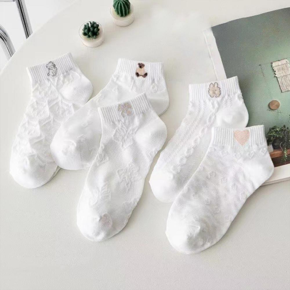 5 Pairs/Lot Summer Short Women's Socks Low Rise Comfortable Breathable Cute Print Ankle Foot Covers Fashion Cartoon Kawaii Socks