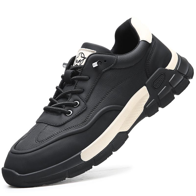 

Fashion Male Comfortable Casual Shoes Leather Lace-Up Flats Mens Lightweight Sneakers New Male Driving Shoe Outdoor Men s Skate Shoes 44 чёрный
