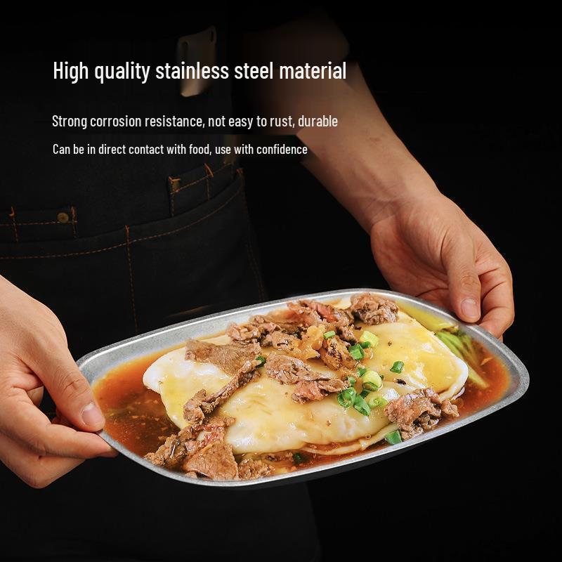 Koreanisches Grillpfannen- und Warmhalteplatten-Set aus Edelstahl: Barbecue-, Gemüse-, Nordic Gold- und Cheung Fun-Teller