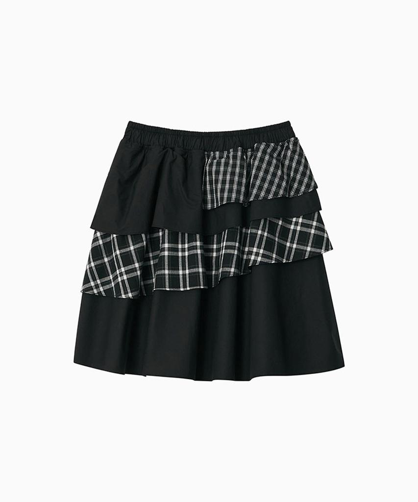Ohesio Cancan Layered Skirt, Black Check