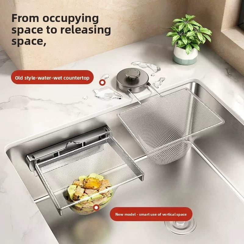 Foldable Kitchen Sink Filter Rack for Kitchen Waste, Leftover Food, Leftovers, Dishwashing Basin Water Garbage Draining Basket