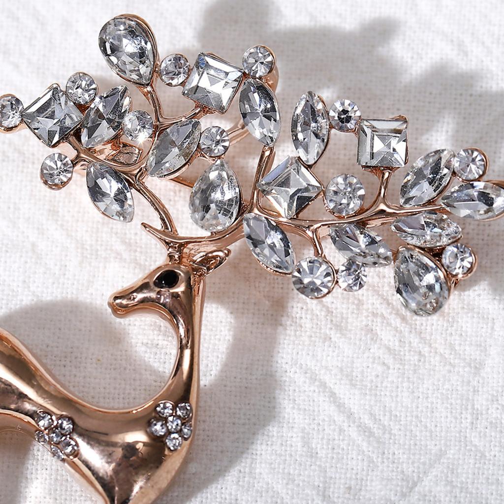 Christmas Crystal Brooch Brooch Atmospheric Clothing Accessories Animal Deer Creative Fashion Trendy Personality Pin