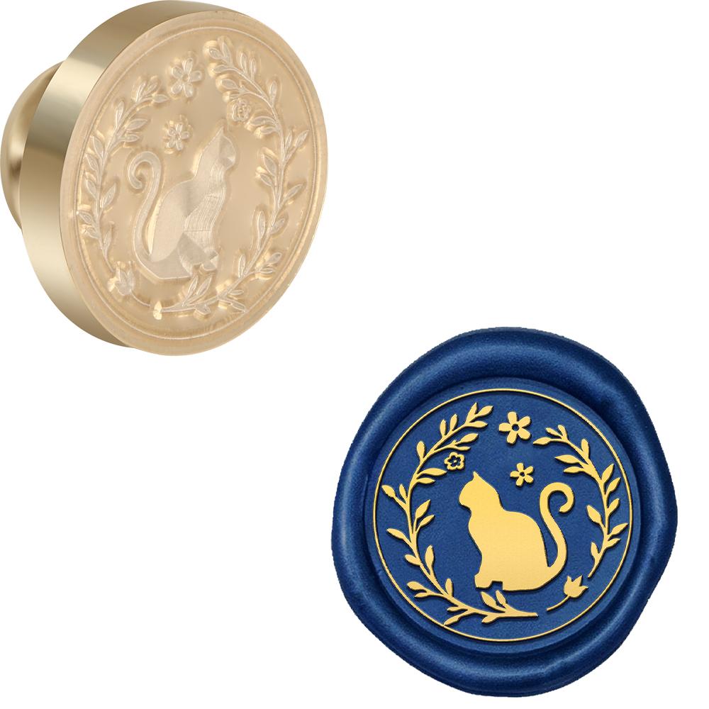 Cat Series Wax Seal Stamp Animals Pattern Sealing Wax Stamp 25mm Removable Brass Head for Envelope Card Package Decoration