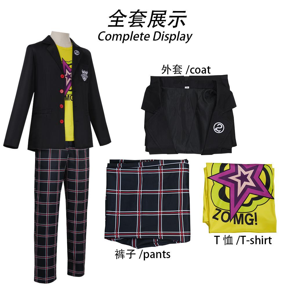 Ryuji Sakamoto Cosplay Persona 5 Sakamoto Ryoji Cosplay Costume Outfit Attire School Uniform Halloween Carnival Costumes and wig S