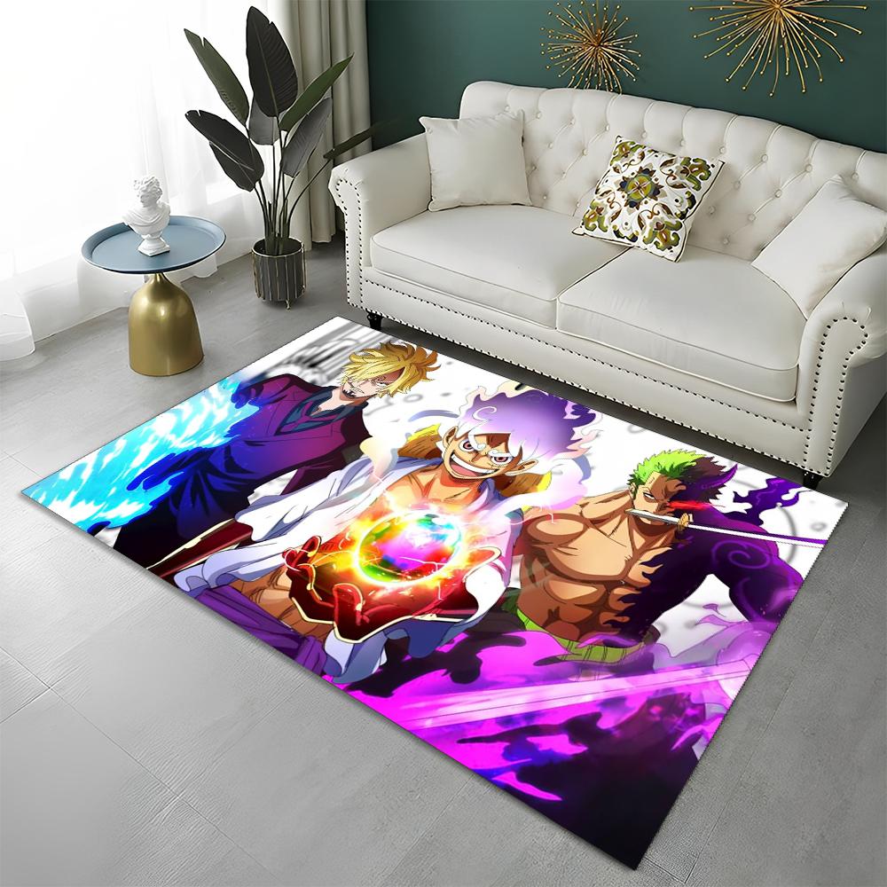 3D One Piece Cartoon Anime Teppich für Spielzimmer, Schlafzimmer, Wohnzimmer, Sofa, Heimdekoration, rutschfeste Bodenmatte für den Spielebereich von Kindern