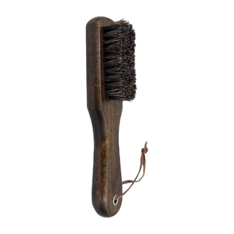 Retro Shoe Brush with Soft Horsehair Bristles for Polishing and Dust Removal on Leather Shoes - Durable Solid Wood Handle