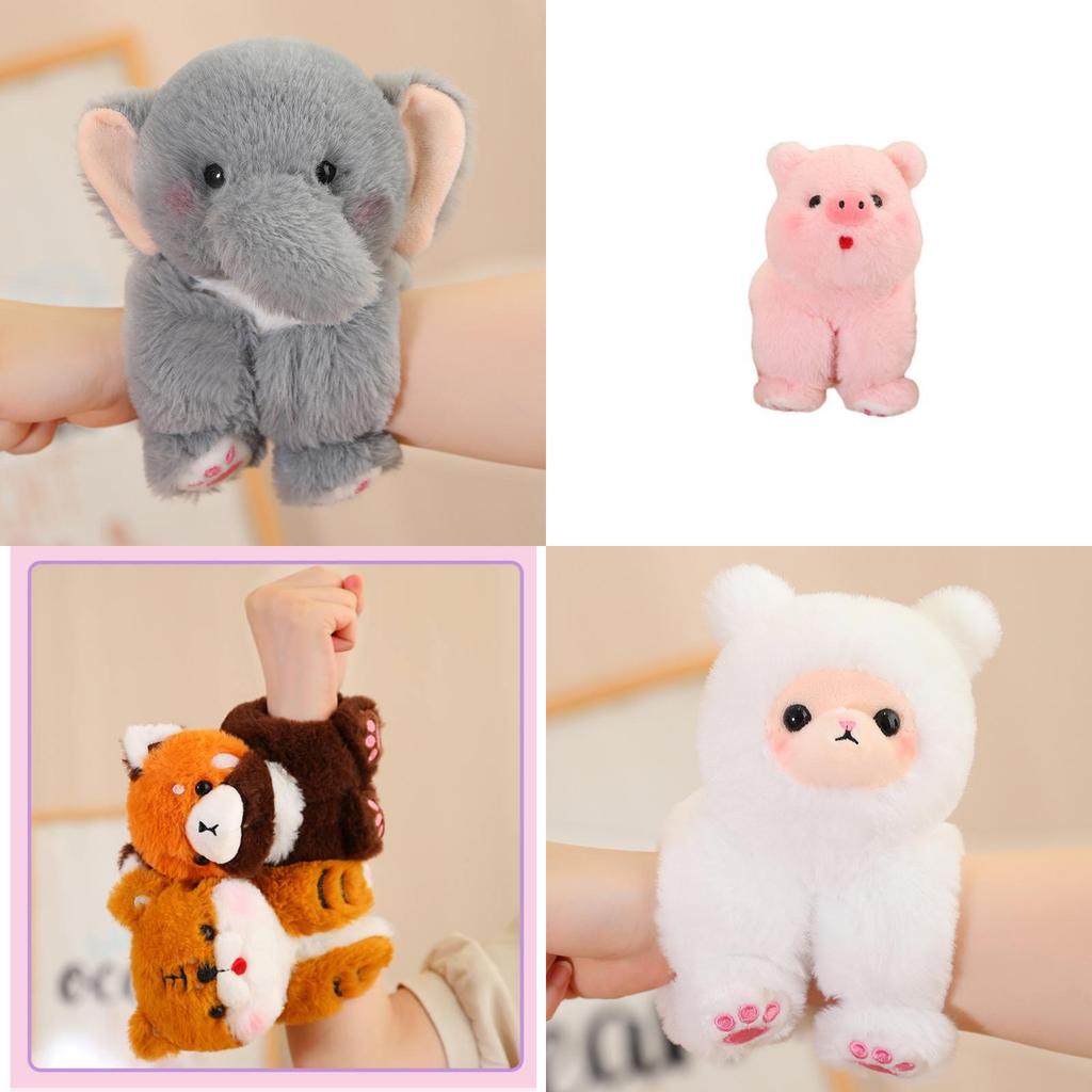 Cute Animal Plush Toys With Snap Bracelet Adorable Elephant And Lion Hand Ring Stuffed Doll For Kids