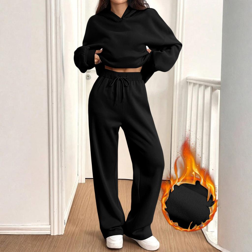 Women's Casual Warm Hoodie and Jogger Set Tracksuit for Fall Winter