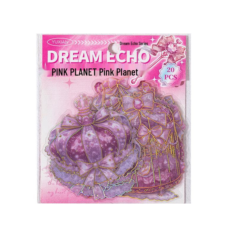 Yu Xian French Romantic Sticker Pack: Dream Echo Series, 20 Hot Stamped Journal Stickers in 4 Styles.