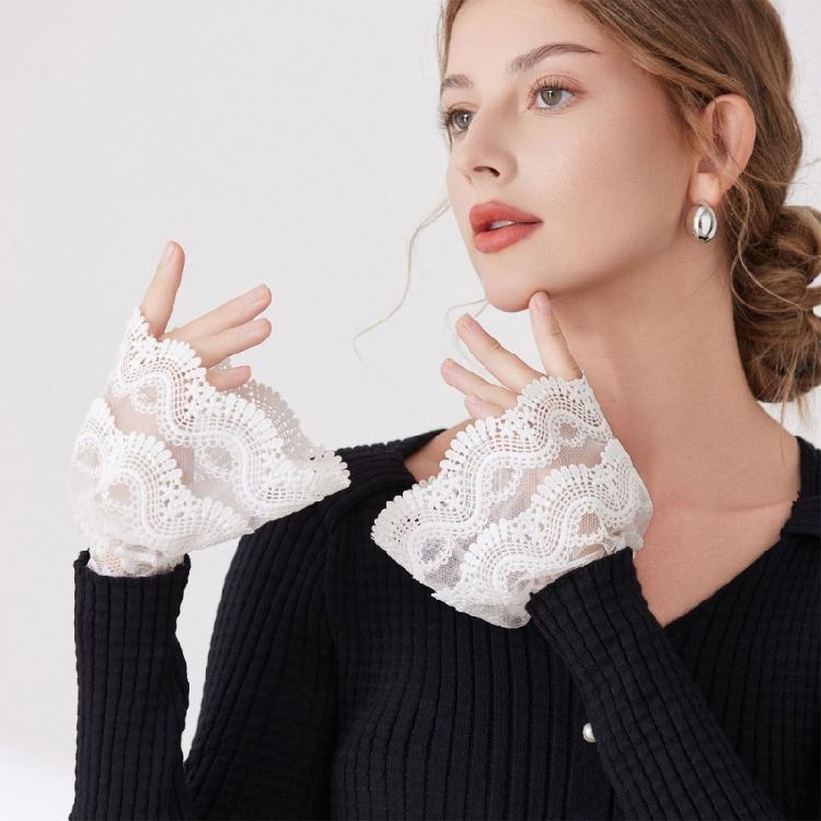 Multipurpose Detachable Sleeves Lace Cuffs Extension Elegant False Sleeves For Women Dress Blouse Shirt Arm Decoratioin