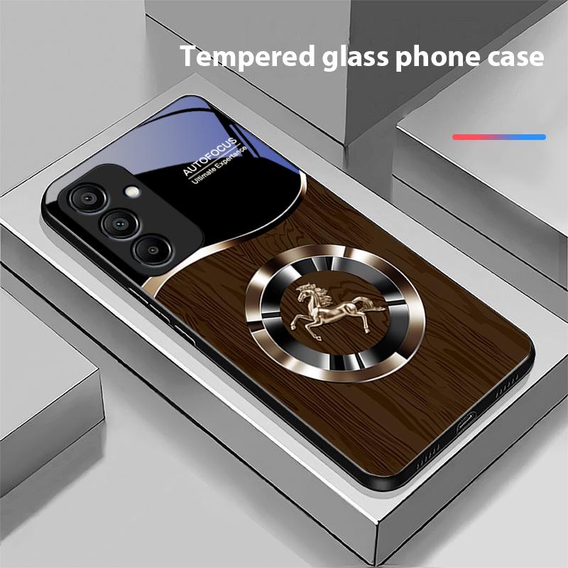 Holzmaserung Pferd Blau Für Samsung Galaxy A15 5G 54 4G 51 50 24 35 90 71 12 51 53 52S 80 22 34 Schwarz Gehärtetes Glas Handyhülle