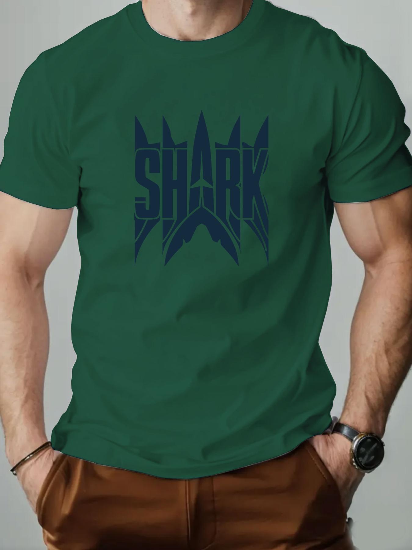 

Mens Cotton TShirt Shark Summer Round Neck Short Sleeve Graphic Breathable Fashion Casual TShirt 4XL