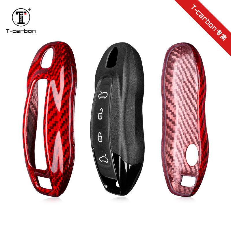 T-Carbon Kohlefaser Schlüsselhülle für Porsche Macan EV Schlüsselgehäuse